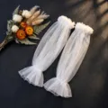 Faux manches de mariée en tulle transparent blanc avec volants floraux et poignet évasé. - Taille unique / Milky blanc