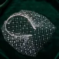 Cerchietto con velo strass bianco per festa festival, accessorio capelli rete cristallo. - Bianco Cifrato