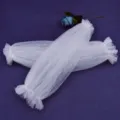 White ruffled tulle long bridal sleeves elegant wedding mesh arm gloves accessories - One Size / White