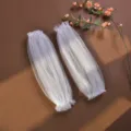 White sheer tulle pleated long sleeves bridal mesh arm covers wedding dress accessories for women. - One Size / White Starlight Mesh