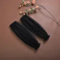 Black pleated mesh sleeves bridal wedding dress arm covers long sheer accessories - One Size / Black Mesh
