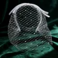 White rhinestone mesh veil headband with bowknot, perfect for retro party bridal hair accessories. - White