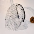 Cerchietto con velo a rete nero da sposa francese con perle Accessorio per capelli elegante - MA35