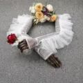 Mariée blanc tulle volants longs gants mariage manches de bras élégant décor de maille - Taille unique / Blanc Cassé
