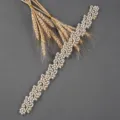 Bridal pearl waist belt wedding dress applique with handmade gold embroidery and elegant pearls. - Sequins Without Ribbon