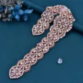 Cintura da sposa in strass oro rosa fatta a mano dettaglio vestito da sposa. - Paillettes Senza Nastro