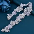 Bridal rhinestone belt crystal applique wedding dress waist trim shiny pearls and opal stones - Patch Without Ribbon