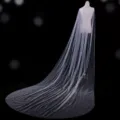 Elegant white bridal pearl cape for wedding, sheer mesh long cloak veil with gorgeous pearls. - White
