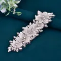 Cintura da sposa in strass fatta a mano applicazione di perline abito da sposa argento cristallo - Strass Argentati senza Nastro