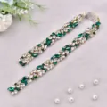 Ceinture de mariée en strass émeraude robe de mariage écharpe accessoire taille brillant - Paillettes Sans Ruban