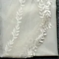 Elegant white lace leaf trim veil fabric for wedding decoration and bridal hair accessories. - Length 100CM x Width 160CM / Champagne