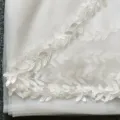White lace leaf trim wedding veil, elegant bridal hair accessory for forest style ceremonies. - Length 100CM x Width 160CM / Off White