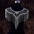 Νυφική κάπα με κρόσσια στρασ vintage πάρτι πουλόβερ σάλι 3D λουλούδια κρύσταλλο λαμπερό. - Χειροποίητο Αξεσουάρ Ώμου SG33