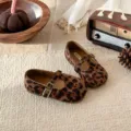 Kids leopard print Mary Jane flat shoes, vintage style toddler single shoes, brown. - Size 21 (Inner Length 13.7cm) / Leopard Print