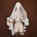 White short bridal veil with flower decorations, double-layered wedding veil with comb. - Champagne