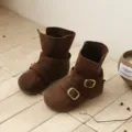Bottes souples marron en suède pour filles avec boucles métalliques, chaussures de printemps. - Taille 23 Longueur Intérieure 14.8cm / Café