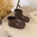 Braune Mädchen Split-Toe-Stiefeletten im koreanischen Stil mit seitlichem Reißverschluss. - Größe 21 Innenlänge 13.9cm / Braun
