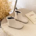 Britische Split-Toe Martin Boots für Kinder Frühling Herbst Mädchen Weiche Runde Zeh Stiefel - Größe 21 Innenlänge 13.9cm / Beige