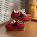 Toddler Red Star Retro Sneakers, Children Daily Casual Soft Sole Fashion Walking Shoes - Size 23 (Inner Length 14.5cm) / Red
