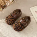 Scarpe Mary Jane per bambini stampa leopardo Tabi, suola morbida scarpe bambina. - Taglia 21 Lunghezza Interna 13.5CM / Stampa leopardata