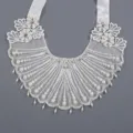 Weisse spitze perlen strass abnehmbarer kragen braut hochzeit schulteraccessoire gefälschter kragen - Weiß