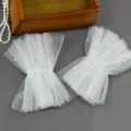 White tulle pearl false sleeves wedding bridal gloves accessory for evening gown - One Size / Off White