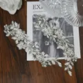 Prachtige handgenaaide kanten kraalapplicatie met sprankelende strass-steentjes voor trouwjurk DIY. - 1 Paar