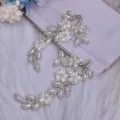 Handmade pearl beaded shoe flowers crystal rhinestone flower patches for wedding shoes - 2-Piece Set