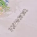 Handmade rhinestone bridal belt applique with sparkling crystals and pearls for wedding dress accessory - Sequins Without Ribbon