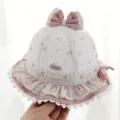 Grazioso cappello sole neonato con fiocco rosa e pizzo, leggero copricapo primaverile per bimbi. - 3-20 Mesi (40-48.5CM) / Rosa