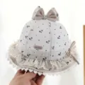 Leuke baby meisjes vissershoed met hartjesprint, strik en delicate kantrand. - 3-20 Maanden (40-48.5CM) / Khaki