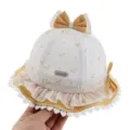 Bellissimo cappello da sole per bambina con fiocco giallo e pizzo primaverile. - 3-20 Mesi (40-48.5CM) / Giallo