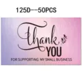 50 Stk Bunte Danke Karten Packung fuer Kleinunternehmen Wertschaetzung und Grusskarten - Künstlerischer Textstil (125D) / 50 Blatt/Packung / Rosa-Violett Verlauf