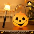 Ensemble de seau citrouille lumineux et baguette fantôme d'Halloween pour décoration de fête. - Seau Citrouille Mignon + Baguette Fantôme Poignée Noire