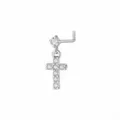 Glänzende Zirkonia Kreuz Anhänger L-förmige Nasenstecker Körperpiercing Schmuck - Kreuz Nasenstecker / Silber