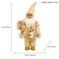Gold standing Santa Claus plush figurine with gift bag, perfect for Christmas holiday decor. - Gold Santa Claus