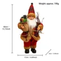Standing Christmas Santa Claus plush doll with plaid hat and gift bag for holiday decor 40cm - Santa Claus Holding Tree Branches