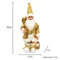 Figura de Papá Noel de pie dorado de peluche para decoración de escaparate navideño 39cm - Papá Noel Dorado con Linterna