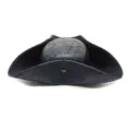 Black faux leather pirate tricorn hat for Halloween cosplay, costume party, and stage performances. - M (56-58cm) / Black