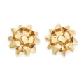 Pendientes de botón con lazo dorado para mujer, diseño elegante festivo, accesorio de moda ideal. - Estilo de Nudo de Regalo Dorado
