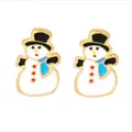 Orecchini a perno con pupazzo di neve di Natale smaltato, gioielli festivi per le donne. - Stile Pupazzo di Neve Classico Cappello Nero Sciarpa Blu