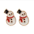 Bellissimi orecchini a lobo forma pupazzo di neve Natale smalto lega dorata gioielli moda - Stile Pupazzo di Neve Smalto Rosso Nero Bianco Bordo Dorato Squisito