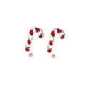 Orecchini a lobo con bastoncino di zucchero natalizio, smalto rosso e bianco gioiello moda festivo. - Stile Bastoncino di Zucchero Smalto Alternato Rosso Bianco