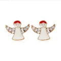 Orecchini angelo di natale rosso bianco smalto strass orecchini a lobo donna regalo - Stile Angelo Ali Strass Smalto Rosso Bianco