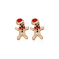 Orecchini a lobo omino pan di zenzero natale smalto rosso bianco donna gioielli festa - Stile Omino di Pan di Zenzero Smalto Rosso Nero Bianco Bordo Dorato