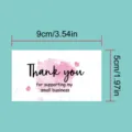Detailansicht einer rosa Aquarell Herz Dankeschön Karte für Kleinunternehmen Verpackung 9x5cm. - Weißer Hintergrund Rosa Herz Stil (72D) / 50 Blatt