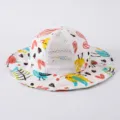 Cappello da pescatore traspirante estivo per neonati con pannello in rete e stampe, protezione. - 1-6 Anni-46-52cm / Bianco-Uccello