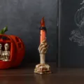 Halloween squelette main LED bougie électronique, décoration de chandelier gothique effrayante SKU. - Grande Bougie Unique Orange