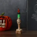 Halloween squelette main LED bougie lumière déco effrayant crâne bougeoir fête - Grande Bougie Unique Verte