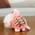 Cute pink sea turtle plush toy keychain, soft stuffed animal bag pendant accessory. - 12cm / Pink